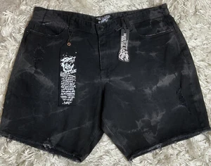 Hustle Gang Over Everything Men’s Distressed Storm Shadow Denim Short Size 38 - Picture 1 of 8