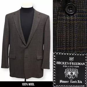 HICKEY FREEMAN mens brown plaid BOARDROOM sport coat suit jacket blazer 44 L - Picture 1 of 15