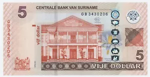 Billete de 5 dólares Surinam 1-4-2012 selección 162.b UNC sin circular - Imagen 1 de 2