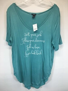 Rue 21 Teal Short Sleeve Curved Hem Short Sleeve Knit Shirt Size L NWT - Picture 1 of 4