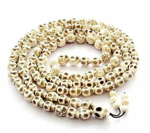 Schädel Perlen Gebet Tibetischer weißer Stein Rosenkranz Meditation Mala buddhistischer Schmuck - Bild 1 von 3