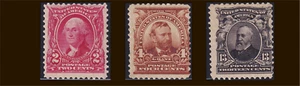 US Scott #301, 303, 308, Mint, OG, VG-F/VF Centering, SCV $89. - Picture 1 of 4
