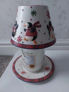 Yankee Candle Shade & Plate Penguin Christmas For Large Jar Candle Not Included! - Picture 1 of 5