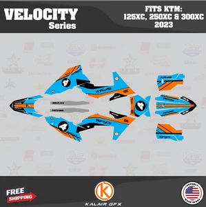 Graphics Kit for KTM 2-stroke 125XC, 250XC 300XC (2023) Velocity - CYAN - Picture 1 of 6