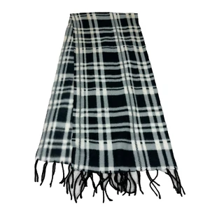 Schwarz kariert Fransen Polyester 49"x10" Schal - Bild 1 von 14