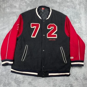 Vintage Ecko Unltd Varsity Jacket Men 4XL Classic Black Red Button Wool Street - Picture 1 of 15
