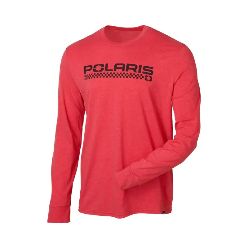 Polaris Mens Longsleeve Checked Red Tee T-Shirt - LARGE  -#2862506 - NEW - Image 1 of 1
