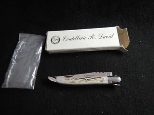 Vintage David R Artisan folding pocket knife stag handle 12C27 France Laguiole - Picture 1 of 14
