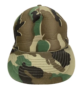 Vintage Camouflage Mesh Trucker Snapback Hat Cap Adjustable Adult Size Camo EUC - Picture 1 of 7