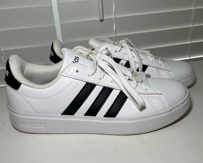 Adidas Big Kids Grand Court 2.0 Zapatos Blanco/Negro, Talla 7 Foto 1 de 4