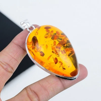 Ambra Baltica Creato IN Laboratorio Gemma 925 Argento Sterling Lacrima Per Gifts - Immagine 1 di 4