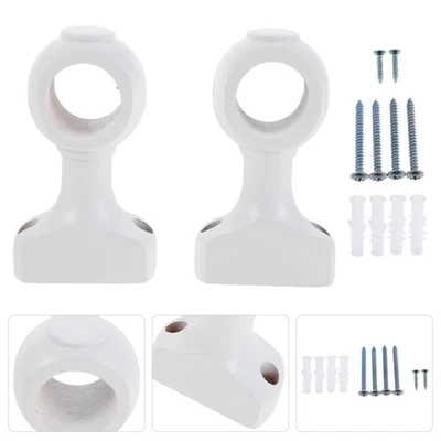  2 peças suportes de montagem de cabeça de haste de cortina de madeira maciça ganchos de parede poste - Imagem 1 de 4