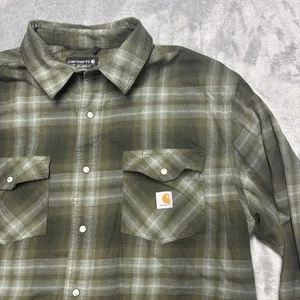 Carhartt Rugged Flex Mens XL Relaxed Fit Midweight Flannel L/S Shirt Green Basil - Picture 1 of 8