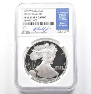 1995-W American Silver Eagle Anniversary Set Rhett Jeppson PF69 UCAM NGC *0052 - Picture 1 of 3