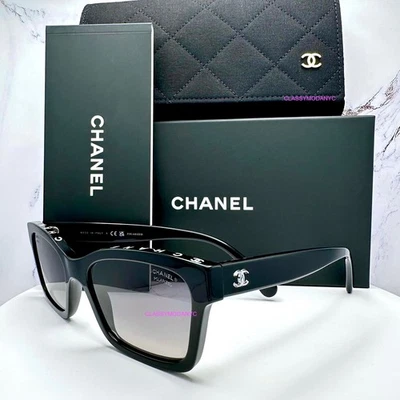 Nuevas gafas de sol polarizadas negras 5417 marco superior cuadrado logotipo CC auténticas CHANEL Foto 1 de 4