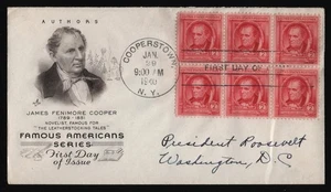 #860 2c James Fenimore Cooper, Art Craft-Open at Top--To President Roosevelt - Picture 1 of 1