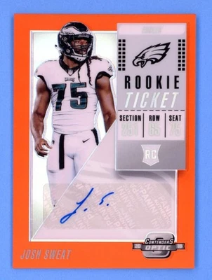 Josh Sweat Eagles Auto 43/49 2018 Panini Contenders Optic Rookie Ticket Orange - Image 1 of 2