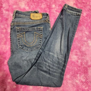 True Religion Halle Mid Rise Super Skinny Jeans Damen Gr. 31 Blau Denim - Bild 1 von 15