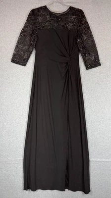 Vestido Alex Evenings Feminino 10 Lantejoulas de Renda Formal Maxi Manga 3/4 Elegante - Imagem 1 de 4