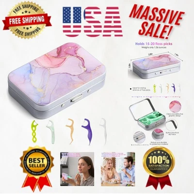 Dispensador de hilo dental de mármol rosa duradero - Perfecto para viajes e higiene Foto 1 de 4