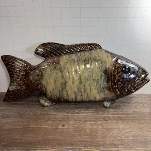 Ceramic fish wall hanging vintage Glazed 18” Rustic Cabin Decor - Picture 1 of 11