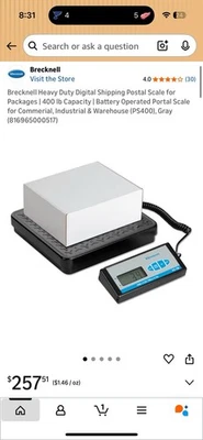 Brecknell PS400 Heavy Duty Slim Portable Digital Bench Scale 400lb Capacity - Image 1 of 2