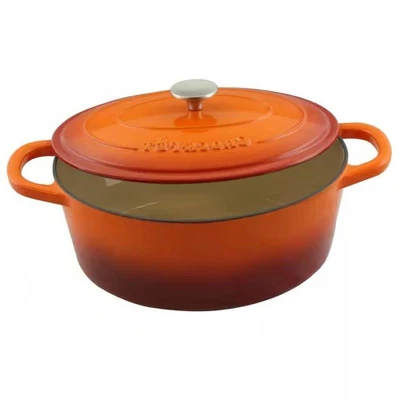 Orange Red Sunbust 7-Quart Enameled Cast Iron Dutch Oven with Lid — 第 1/4 张图片