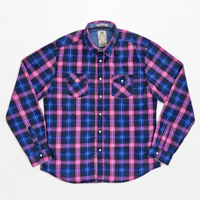 Camisa masculina Cactus pérola botão de pressão feita à mão XL algodão manga longa xadrez faroeste - Imagem 1 de 4