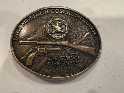 DE COLECCIÓN HEBILLA DE CINTURÓN DE LATÓN MIEMBRO DE LA NRA CONMEMORATIVA DE LAS ARMAS DE JOHN WAYNE Foto 1 de 4