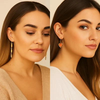 Juego de 2 Pendientes Lauren Conrad Moda Cuelgantes $26 Nuevos con Etiquetas Tono Oro Verde Melocotón Foto 1 de 4