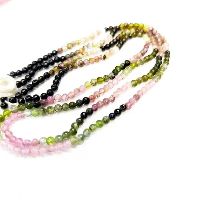 AAA Tourmaline Rondelle Micro Smooth Beads, Natural Tourmaline Round Beads, 3mm - Image 1 of 4