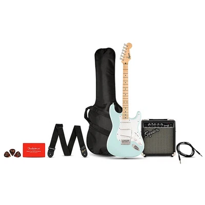 Squier Sonic Stratocaster LE Maple FB Guitar Pack w/Frontman 10G Amp Sonic Blue - Image 1 of 4