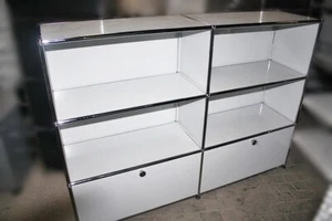 USM Haller Regal Sideboard 6x Fach 2x Klappe Reinweiss Büro-Schrank - Bild 1 von 1