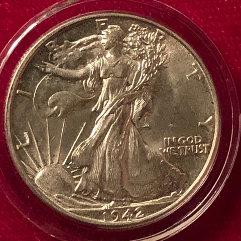 1942   Walking Liberty Silver Half Dollar in Gem Uncirculated Cover