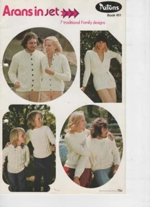 Patons Knitting pattern book 451 family Aran cardigan jacket jumpers - Picture 1 of 2
