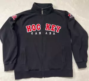 Kanada Hockey bestickte Jacke Herren Medium schwarz rot durchgehender Reißverschluss Schulter Patches - Bild 1 von 12