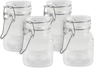 3 1/4" Square Glass 3Oz Jar with Hinge Glass Lid Home Kitchen, Arts & Crafts U2 - Picture 1 of 6