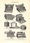 Schreibmaschinen II. - III. historischer Druck Holzstich ca. 1913 antike Tafel