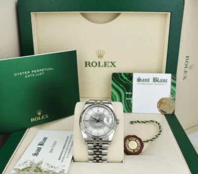 ROLEX REHAUT 18kt White Gold & SS Datejust Silver Bulls Eye 116234 SANT BLANC - Image 1 of 4