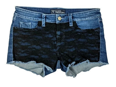 Pantalones cortos de mezclilla para mujer Guess con superposición de encaje talla 28 festival playero Foto 1 de 4