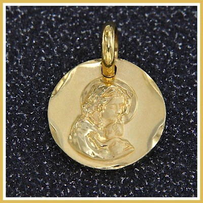 Ciondolo in ORO Giallo 18 kt 750 Madonna con Bambino Medaglietta Vergine Maria - Immagine 1 di 4