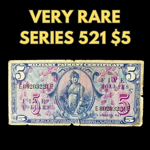 Series 521 Five Dollar ($5) Military Payment Certificate - Accurate Images - Picture 1 of 5