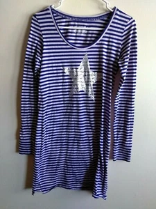 Victoria's Secret Small Sleep Dress Blue White T-shirt Nightgown Sleep Dress - Picture 1 of 7