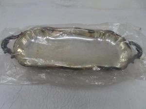 14" Silver Plate Tray Bowl with Lions Feet NEVER OUT OF PLASTIC PACKAGING - Picture 1 of 3