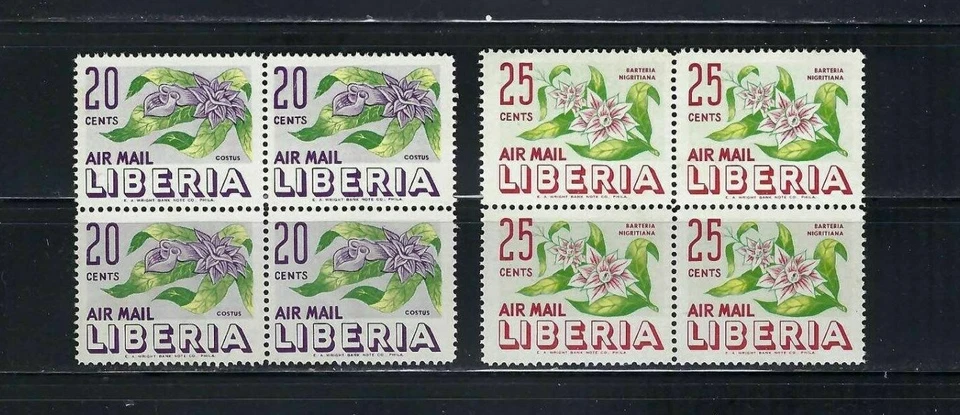 ''FLOWERS OF LIBERIA''.- ''COSTUS'-  ''BARTERIA NIGRITIANA''  BKLT OF 4   1955  - Image 1 of 1