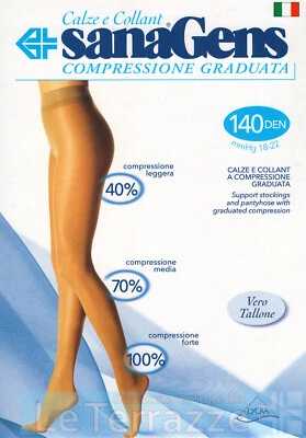 Sanagens Collant Calze CLASSIC 140 den compressione graduata maglia rete - Immagine 1 di 2
