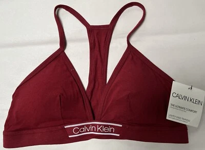 NUEVO CON ETIQUETAS SUJETADOR DE VINO BRALETTE TRIÁNGULO LIGERAMENTE FORRADO CALVIN KLEIN QP3265X GRANDE $38 Foto 1 de 2