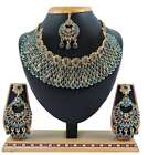 Indian Bollywood Sky Blue Gold Plated Choker Bridal Necklace Wedding Jewelry A38