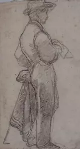 Antique Original Drawing Man, Portrait, Impressionist, Pencil - Picture 1 of 8