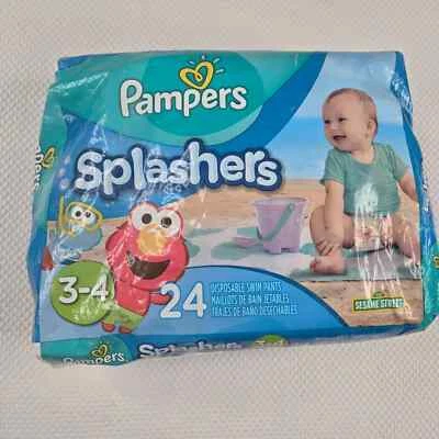  Pantalones de natación desechables Pampers Splashers talla 3-4.  Pack de 1 24 unidades estilo antiguo. Foto 1 de 2